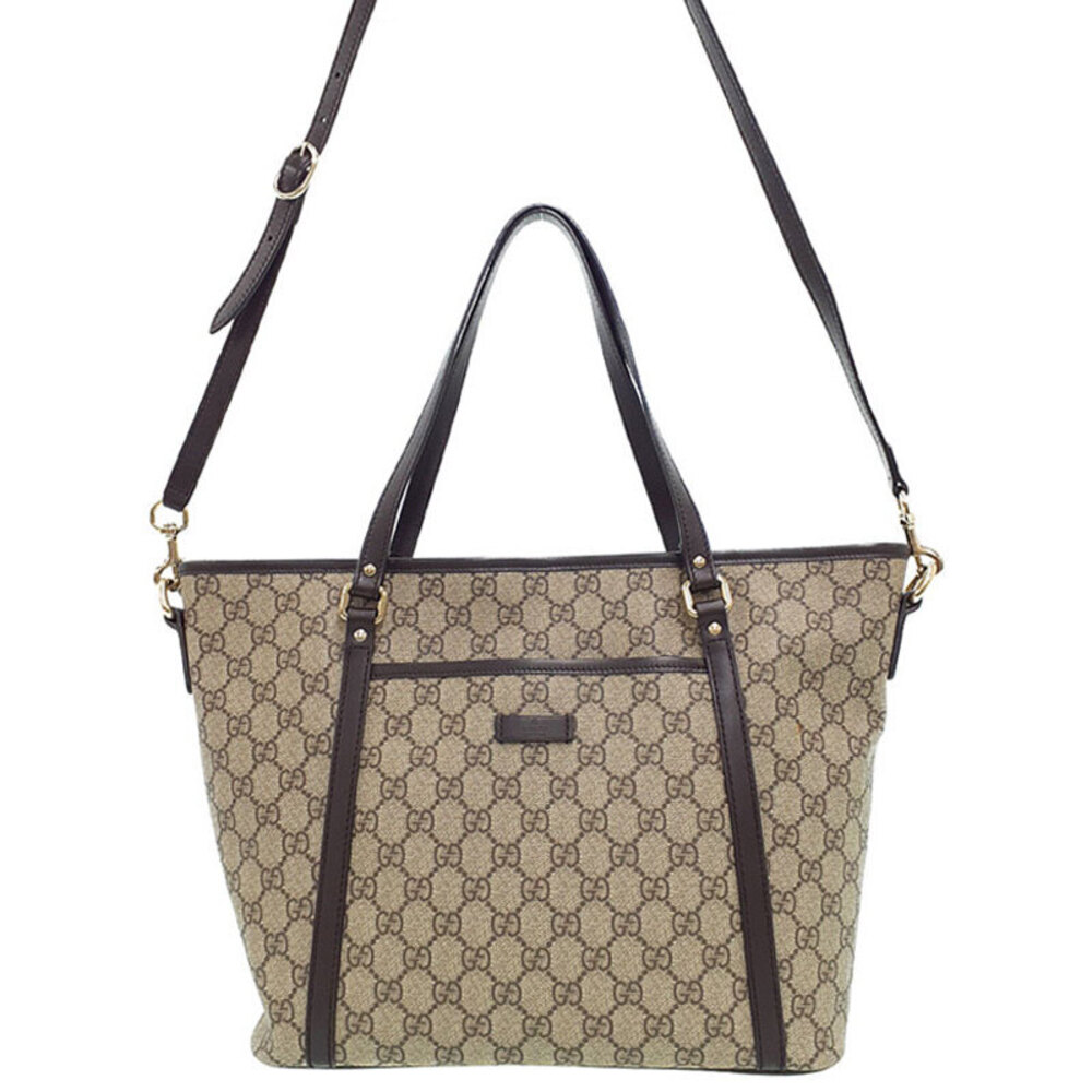 Gucci Beige Ebony GG Supreme Canvas Joy Tote Bag Brown